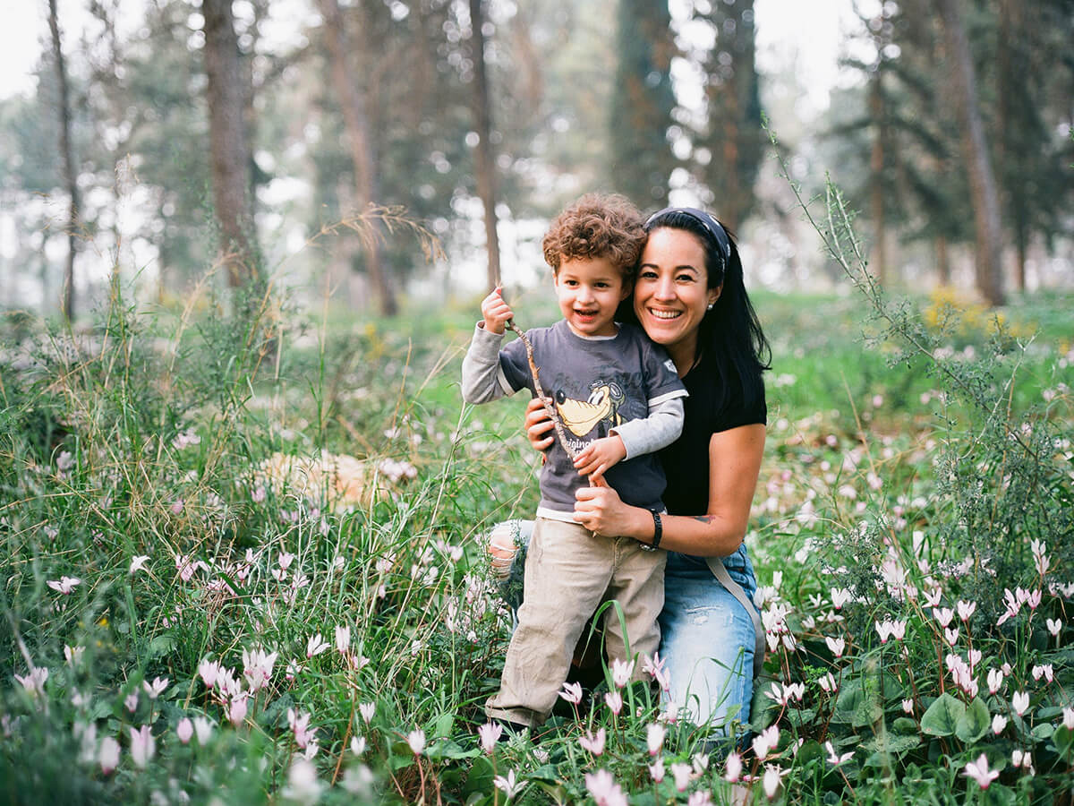photoshoot for a family mom and son autumn holiday Les Gets French Alps