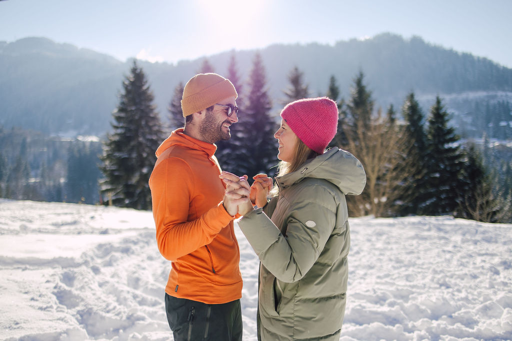 Séance photo hivernale en montagne